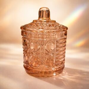 Vintage Indiana Glass Company Windsor Pink (Peach Ballad) Lidded Marmalade Jar